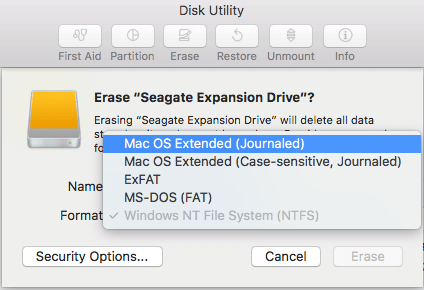 prepare a hard drive for mac os x